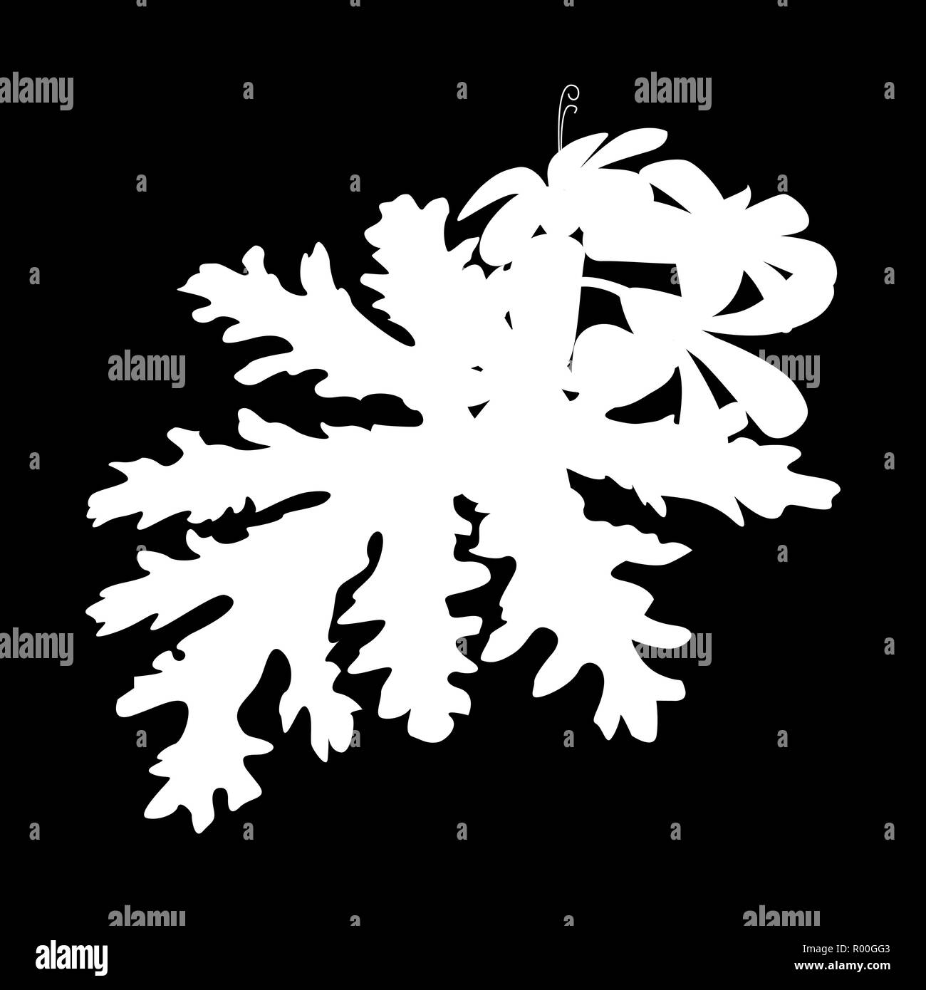 Rose geranium isolated logo icon. white silhouette. Vector illustration. Stock Vector