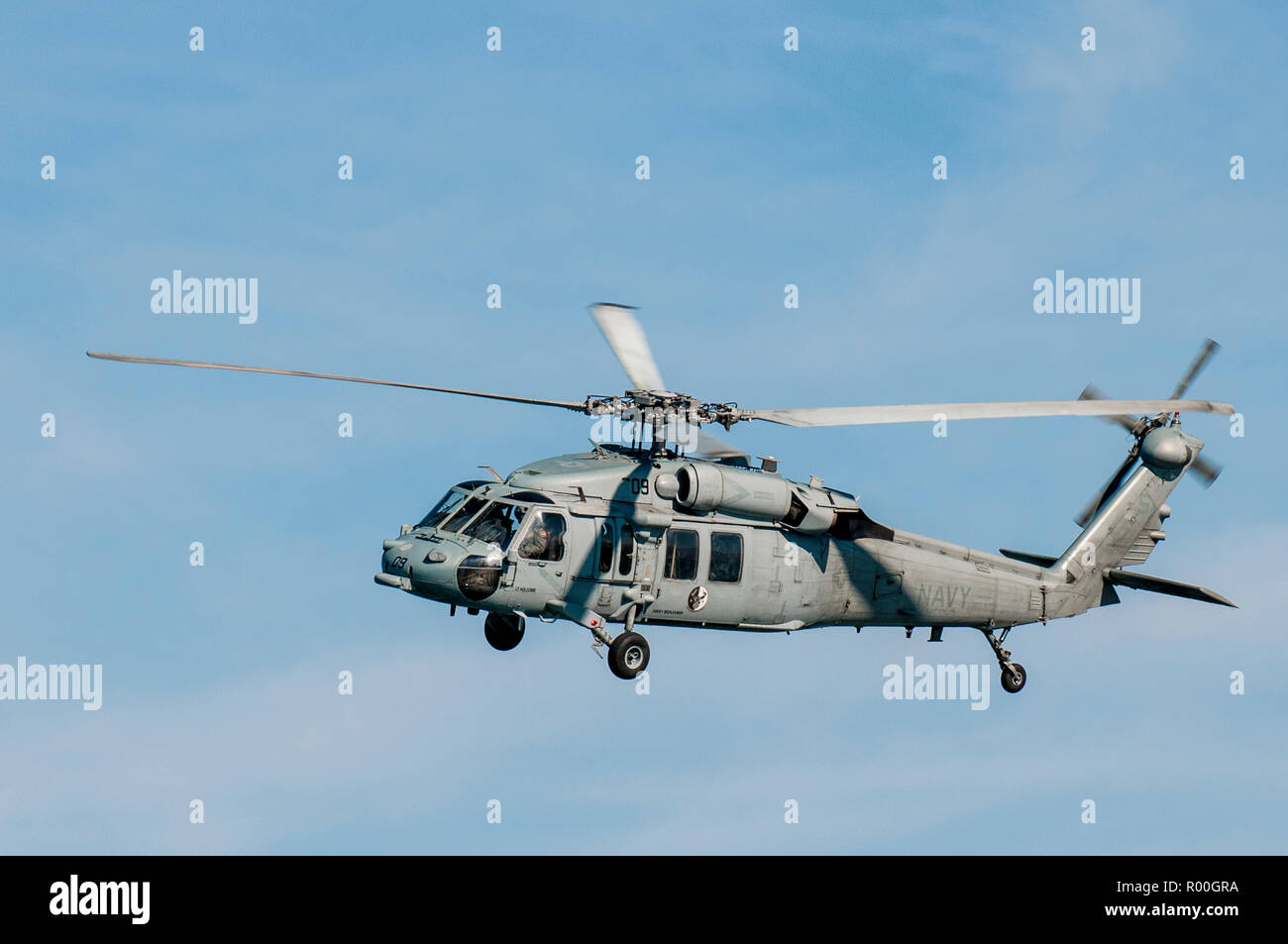 An HSC-3 Merlins helicopter, San Diego Harbor, San Diego, California. Stock Photo