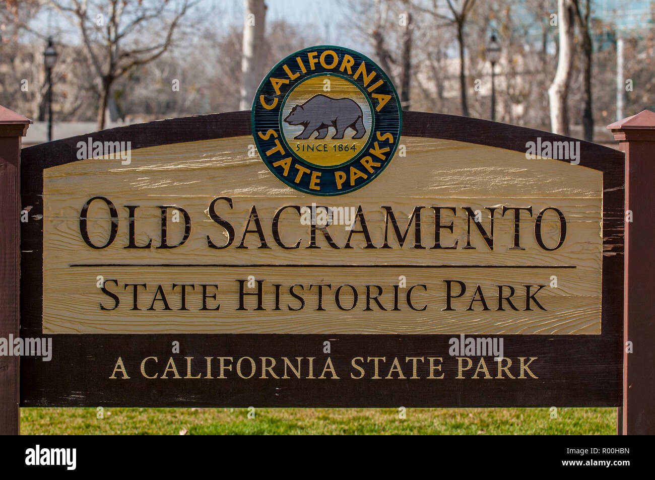 Old Sacramento State Historic Park, Old Sacramento Historic Center, Sacramento, California. Stock Photo