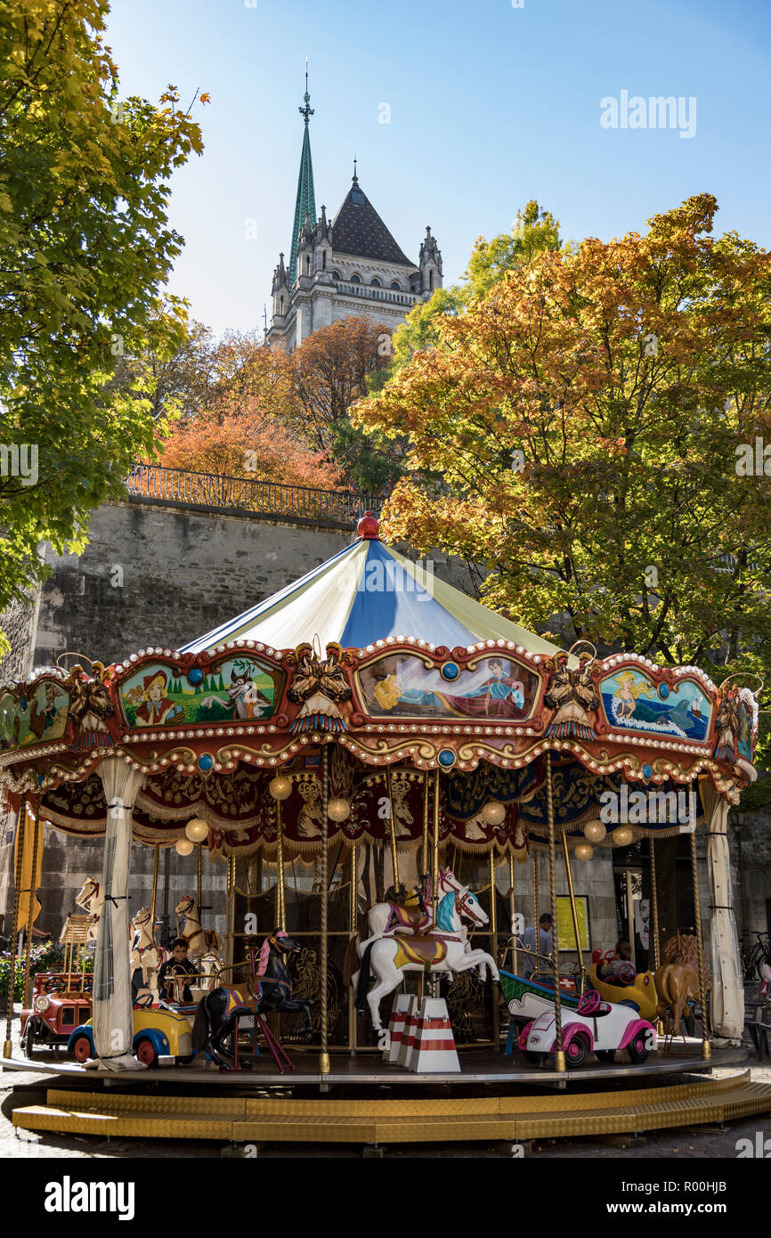 Merry-go-round, Place de la Madeleine Stock Photo