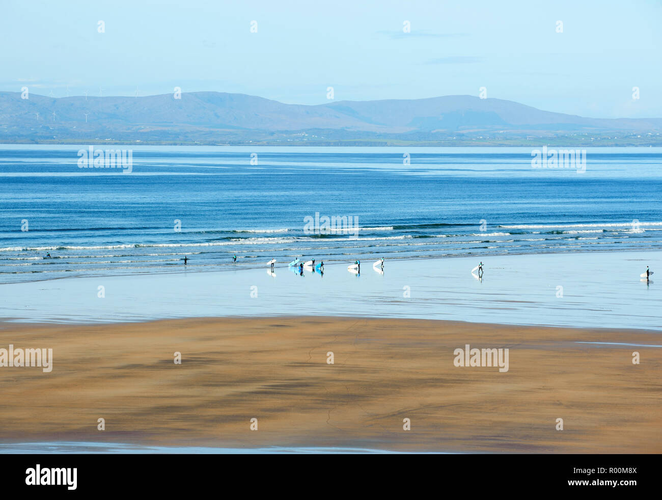 Magnificent sandy beach,Tullan Strand, which attracts surfers from all over Ireland and Europe Stock Photo