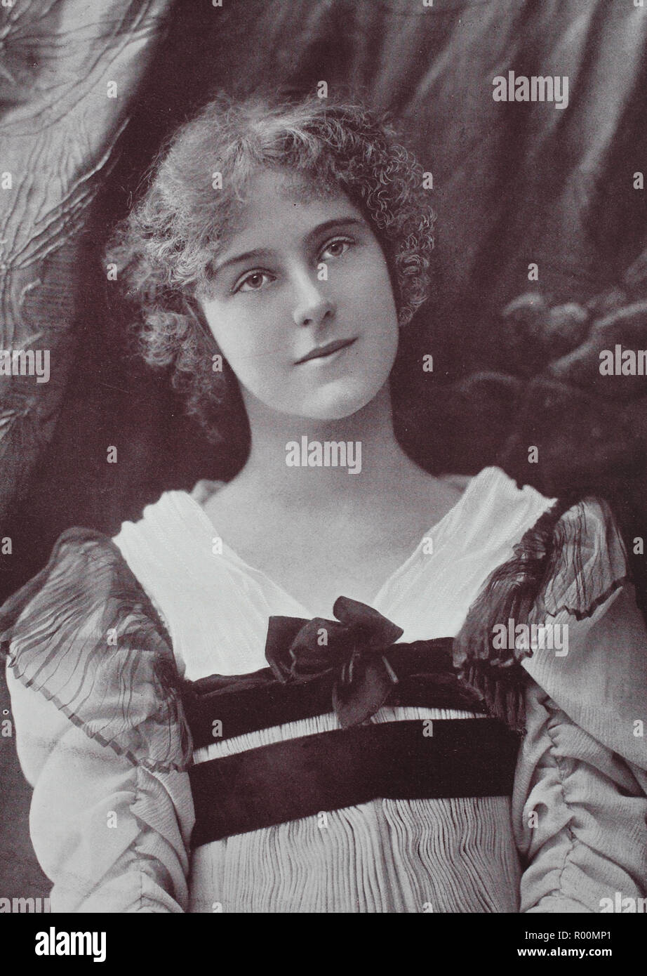 Digital improved reproduction, young girl with a dreamy look, original print from the year 1899 Stock Photo