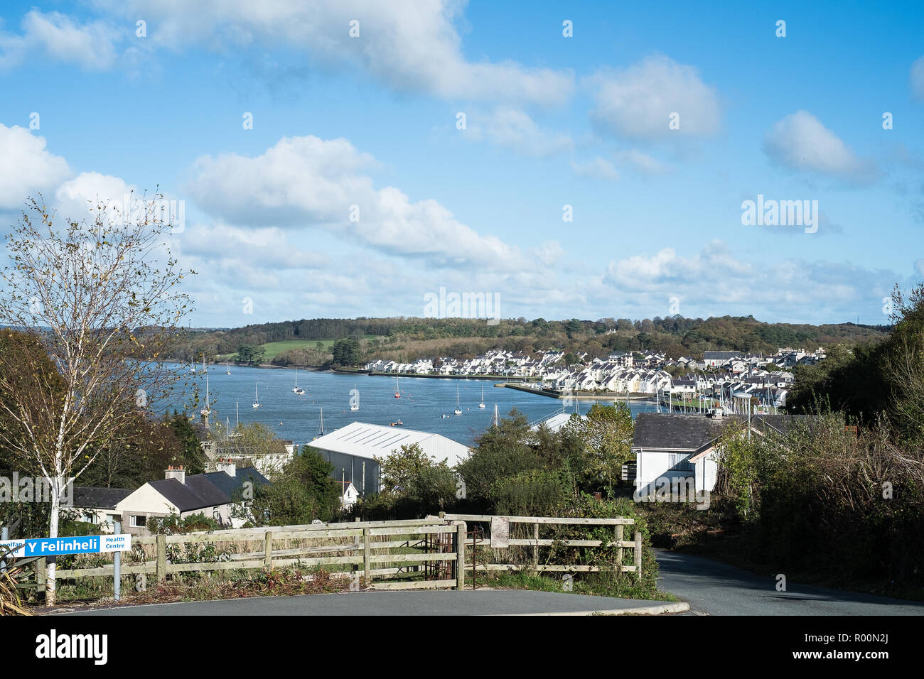 View overlooking Port Dinorwic village, near Caerfnarfon, North Wales