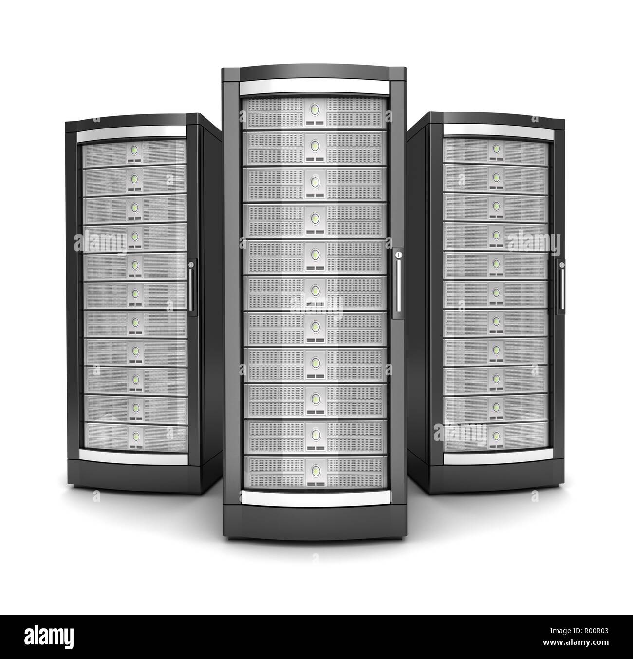 network workstation servers 3d illustration isolated on white ...
