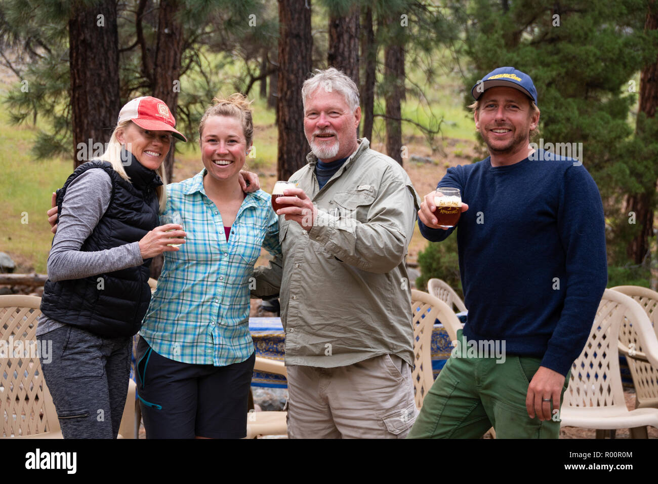 Happy Hour in camp on the Middle Fork Salmon River, Idaho with Far And Away Adventures. Stock Photo