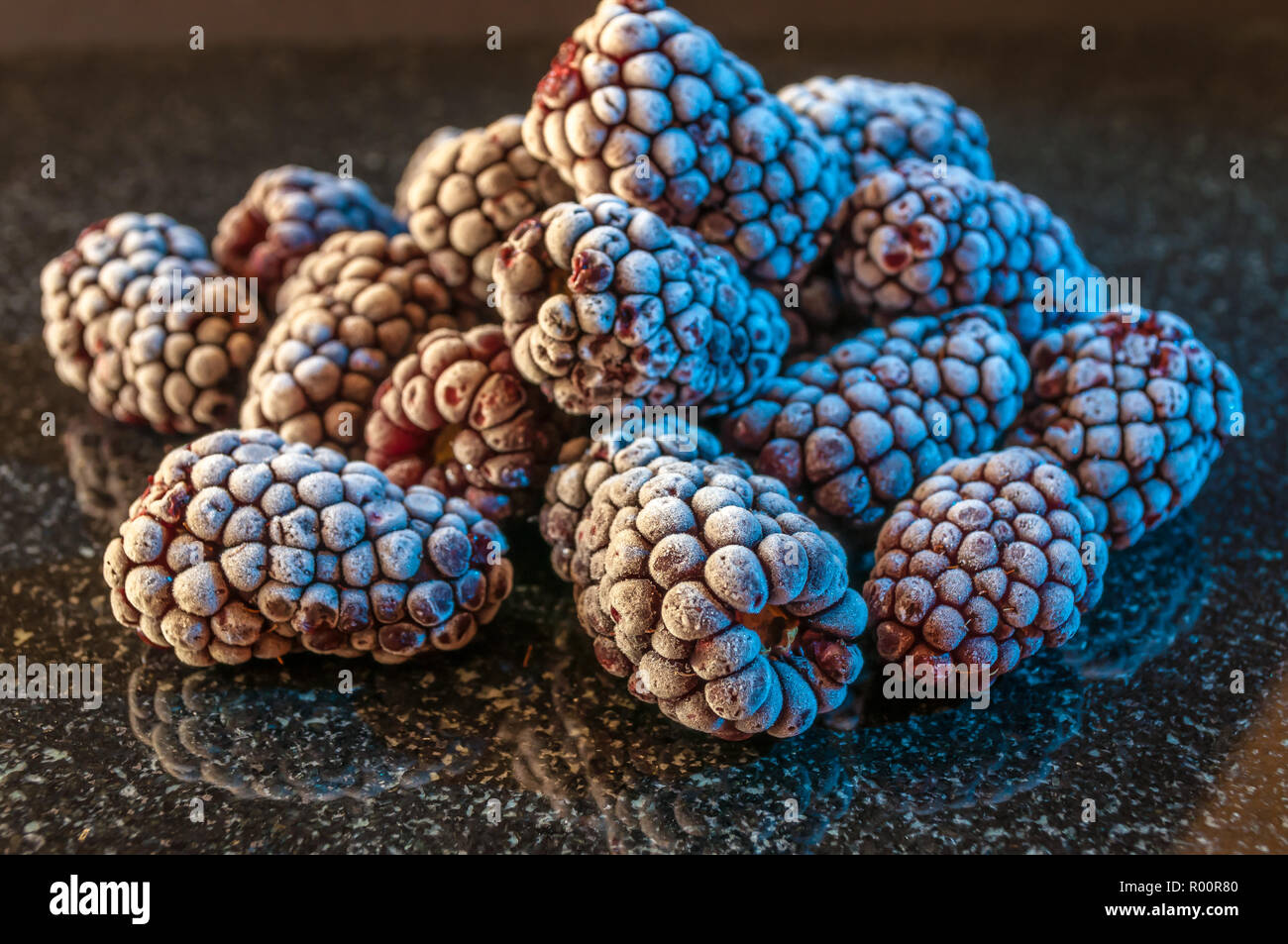 Frost covered blackberries Stock Photo