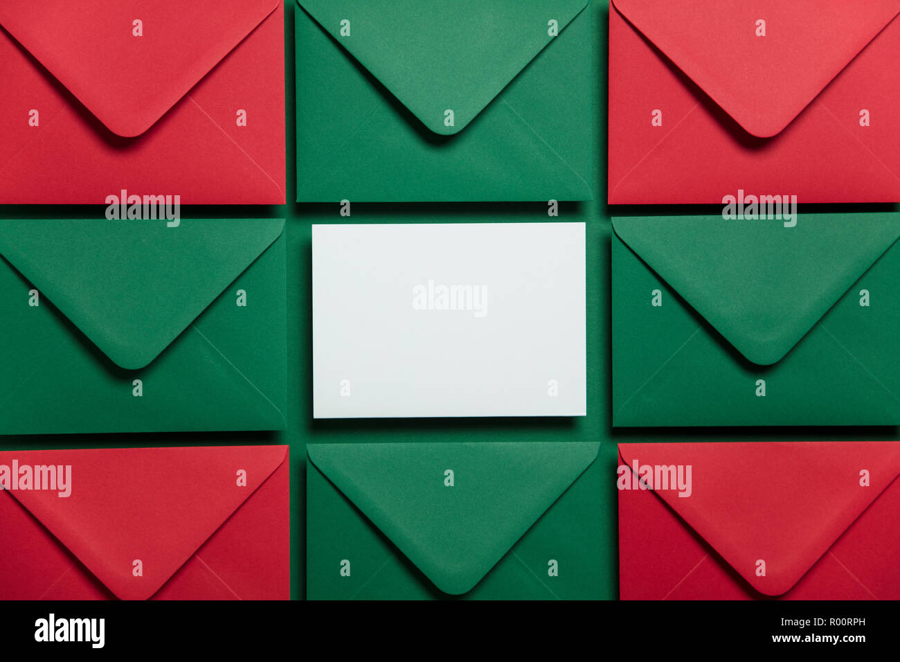 Blank white card with paper envelope Christmas card template mock up ...