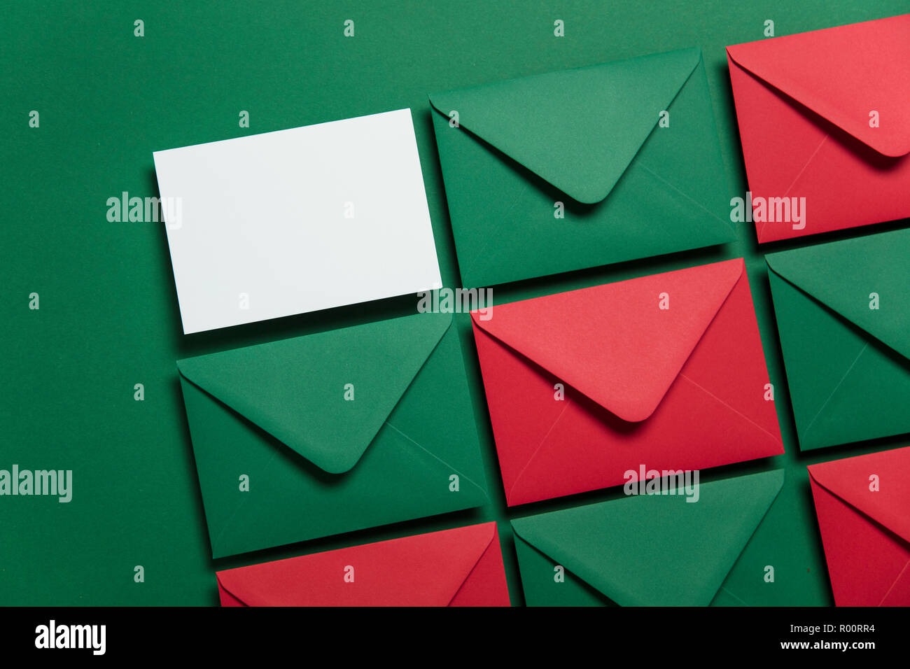Blank white card with paper envelope Christmas card template mock up ...