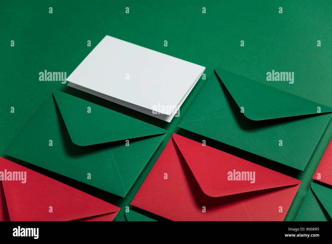 Blank white card with paper envelope Christmas card template mock up ...