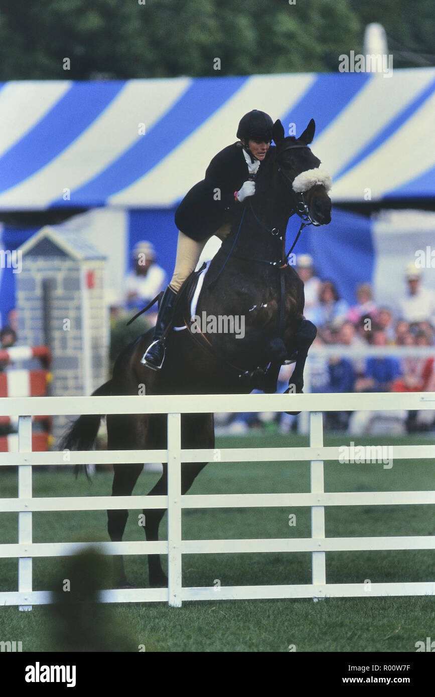 Virginia (Ginny) Leng with her horse Master Craftsman. Whitbread Trophy 1989. Badminton horse trials champion. England. UK Stock Photo