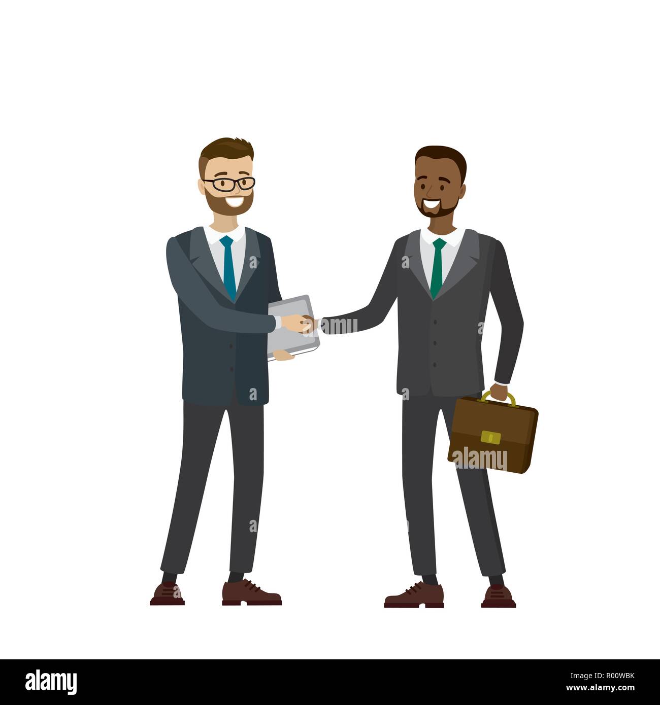 Multicultural business people shaking hands, isolated on white background, cartoon vector illustration Stock Vector Image & Art - Alamy