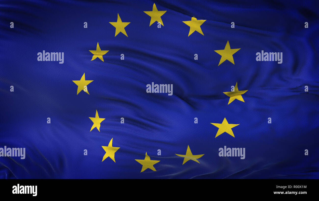 EU Realistic Waving Flag Background Stock Photo