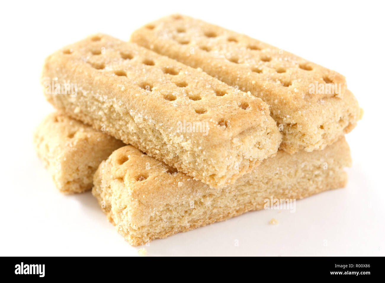 Classic shortbread finger biscuits on white surface Stock Photo Alamy