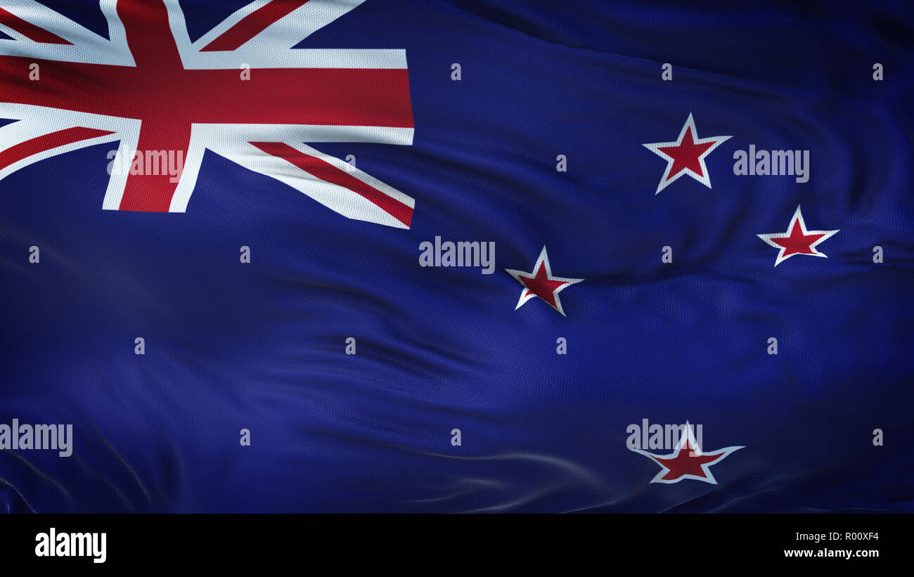 NEW ZELAND Realistic Waving Flag Background Stock Photo