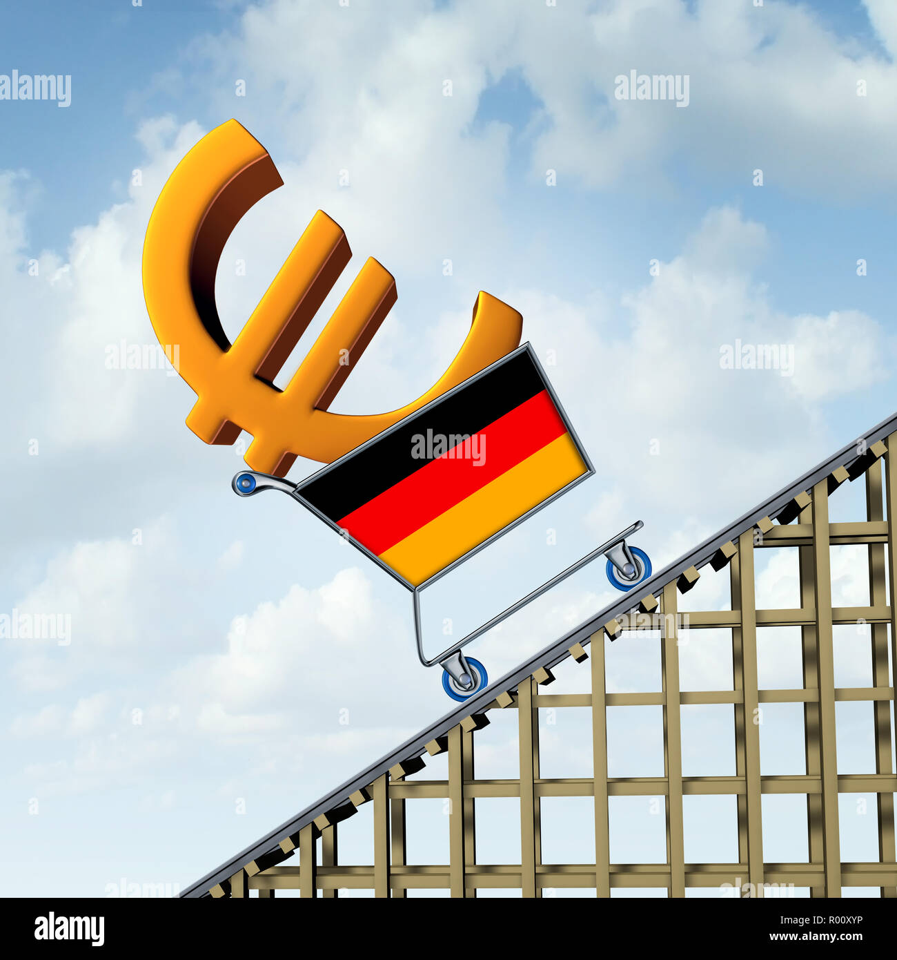 German inflation rise in a booming Germany economy and financial market of goods and services or European consumer prices and economic Euro currency. Stock Photo