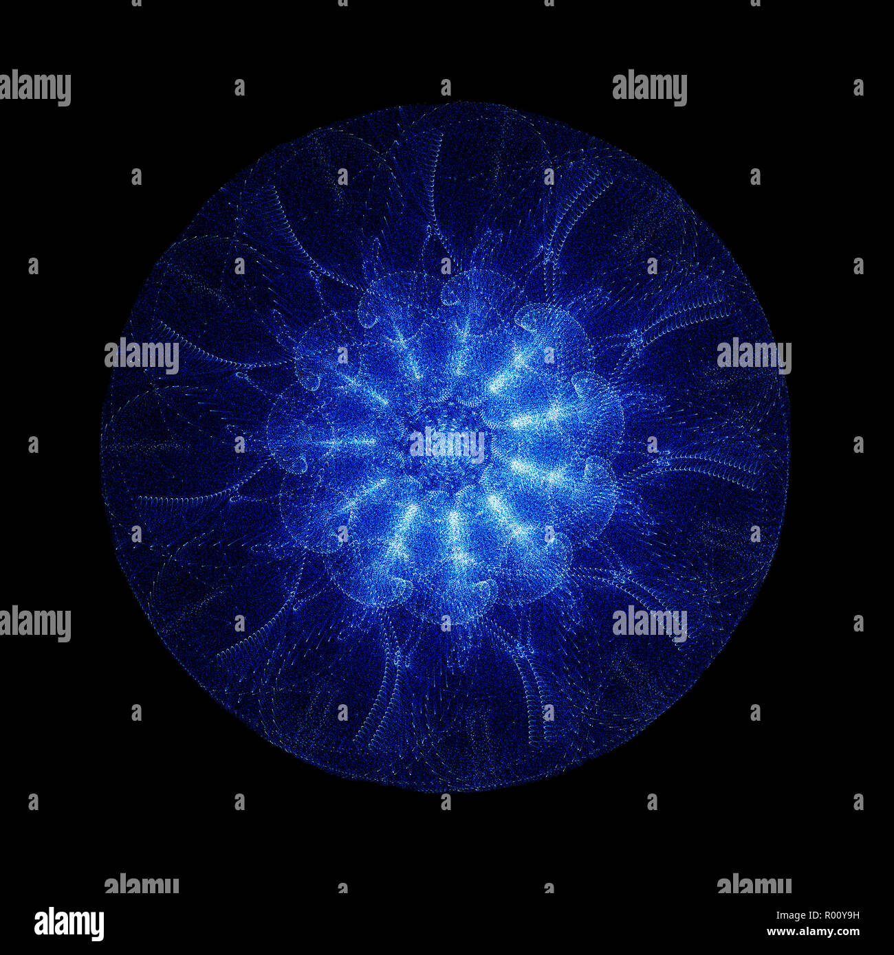 Abstract Blue Flower Isolated On Black Background Stock Photo - Alamy