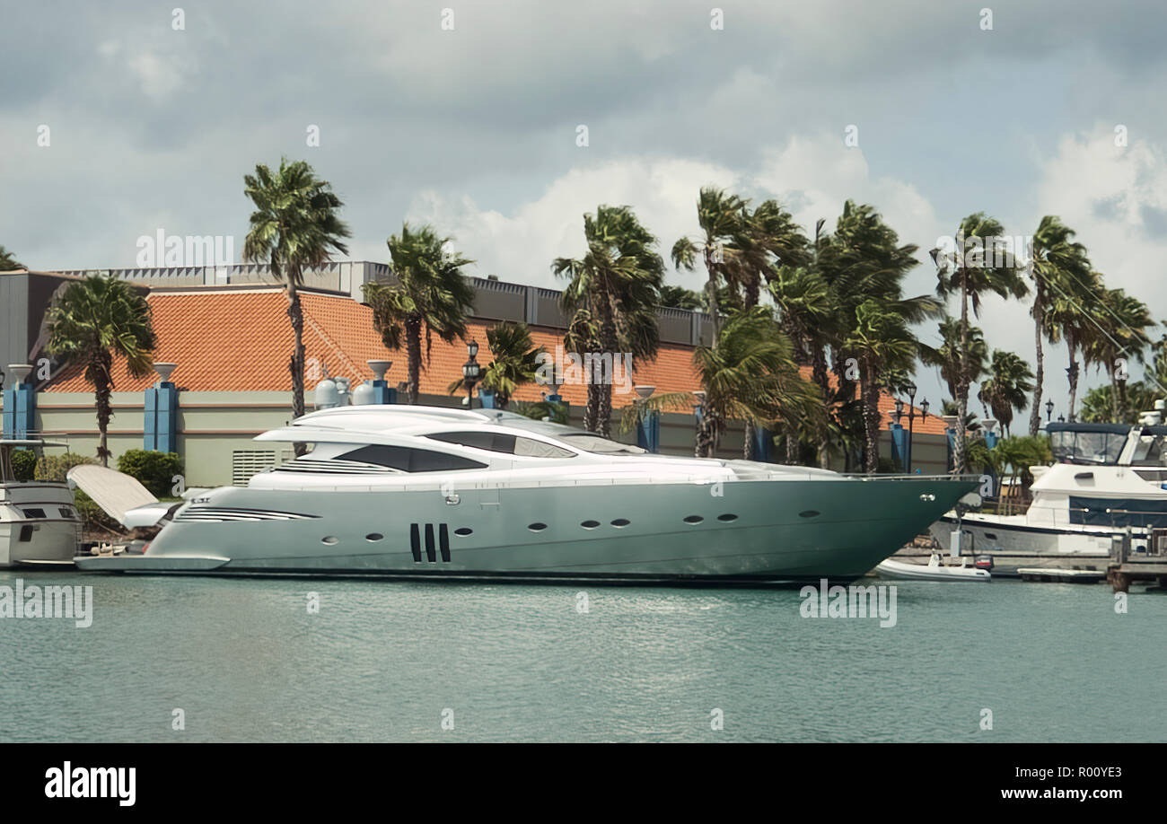 Large luxury Yacht Anchored in Aruba, Caribbean Islands Stock Photo Alamy