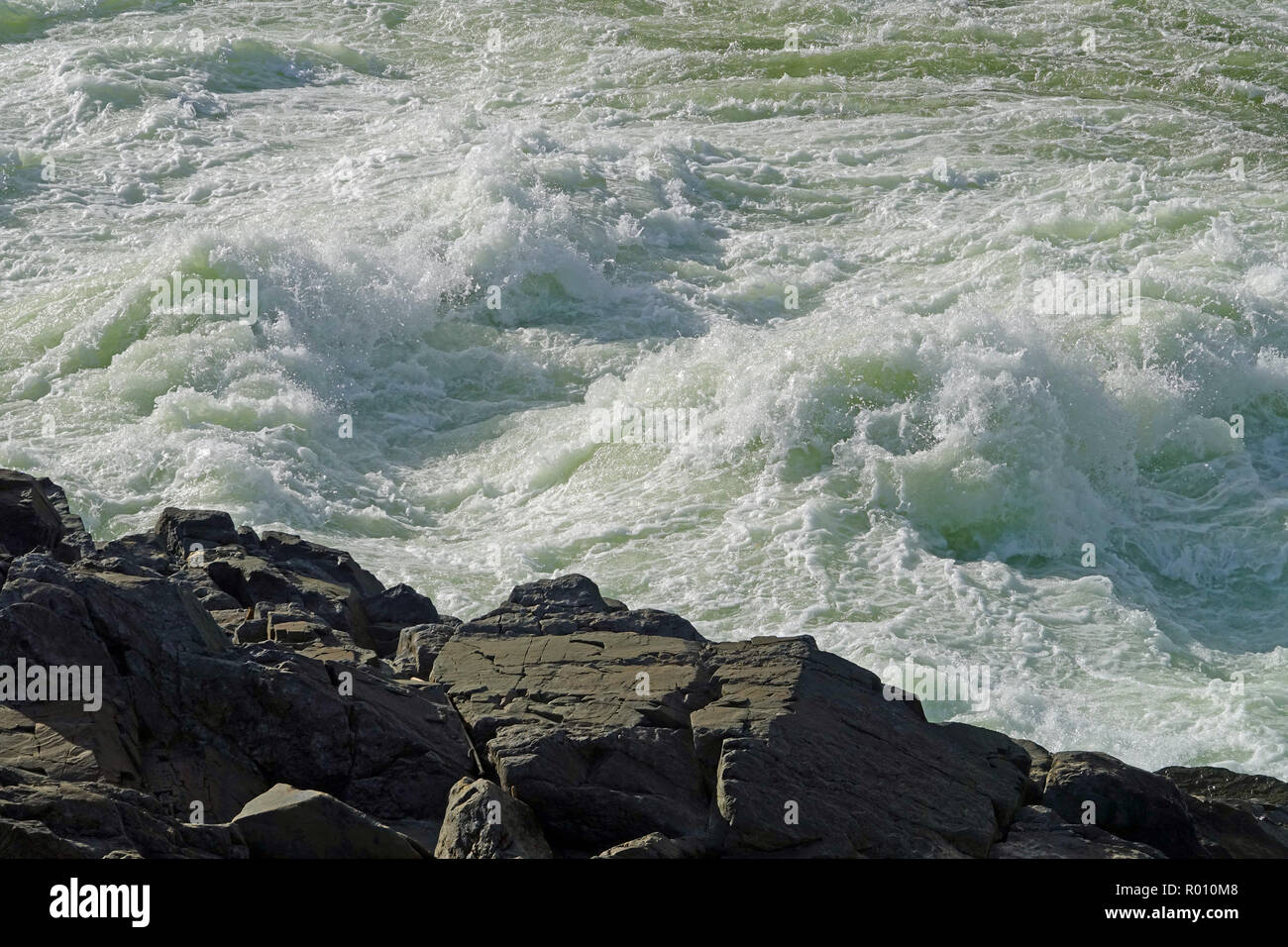 standing white water wave in Potomac River at Great Falls Stock Photo