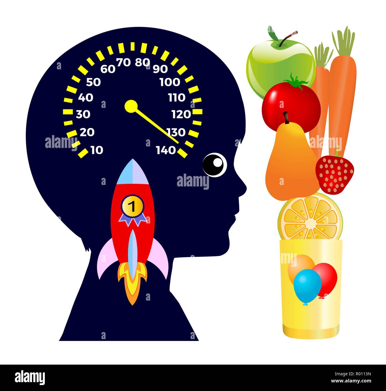 Fruits and vegetables provide instant energy for growing kids Stock