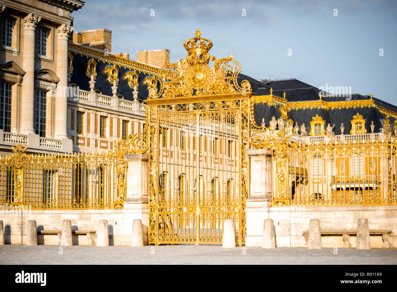 The golden gate of the palace of Versailles in France Stock Photo