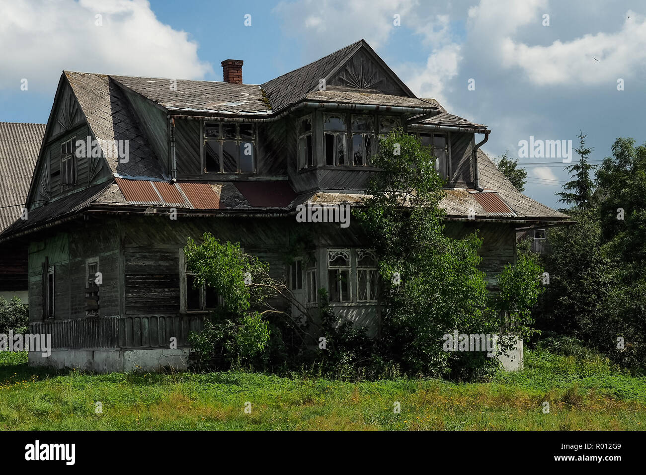 old, wooden abandoned house Stock Photo