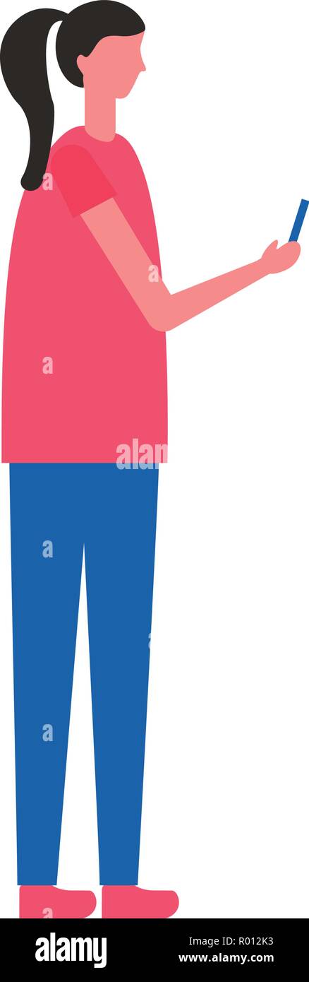 Using Mobile Device Draw Female employee using telephone Stock Vector Images - Alamy
