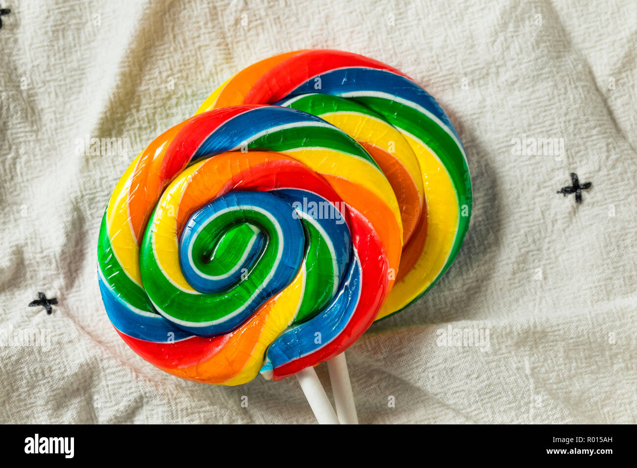 Sweet Multi Colored Lollipops on a Stick Stock Photo