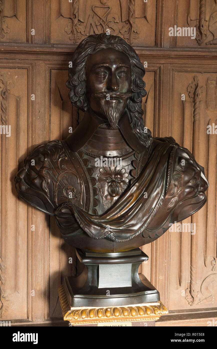 Bust (apparently bronze) of the Monarch, King Charles 1st / Charles l of England, who was beheaded after the English Civil War.  (103) Stock Photo