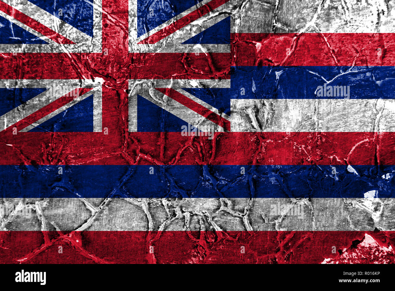 Hawaii state grunge flag, United States of America Stock Photo