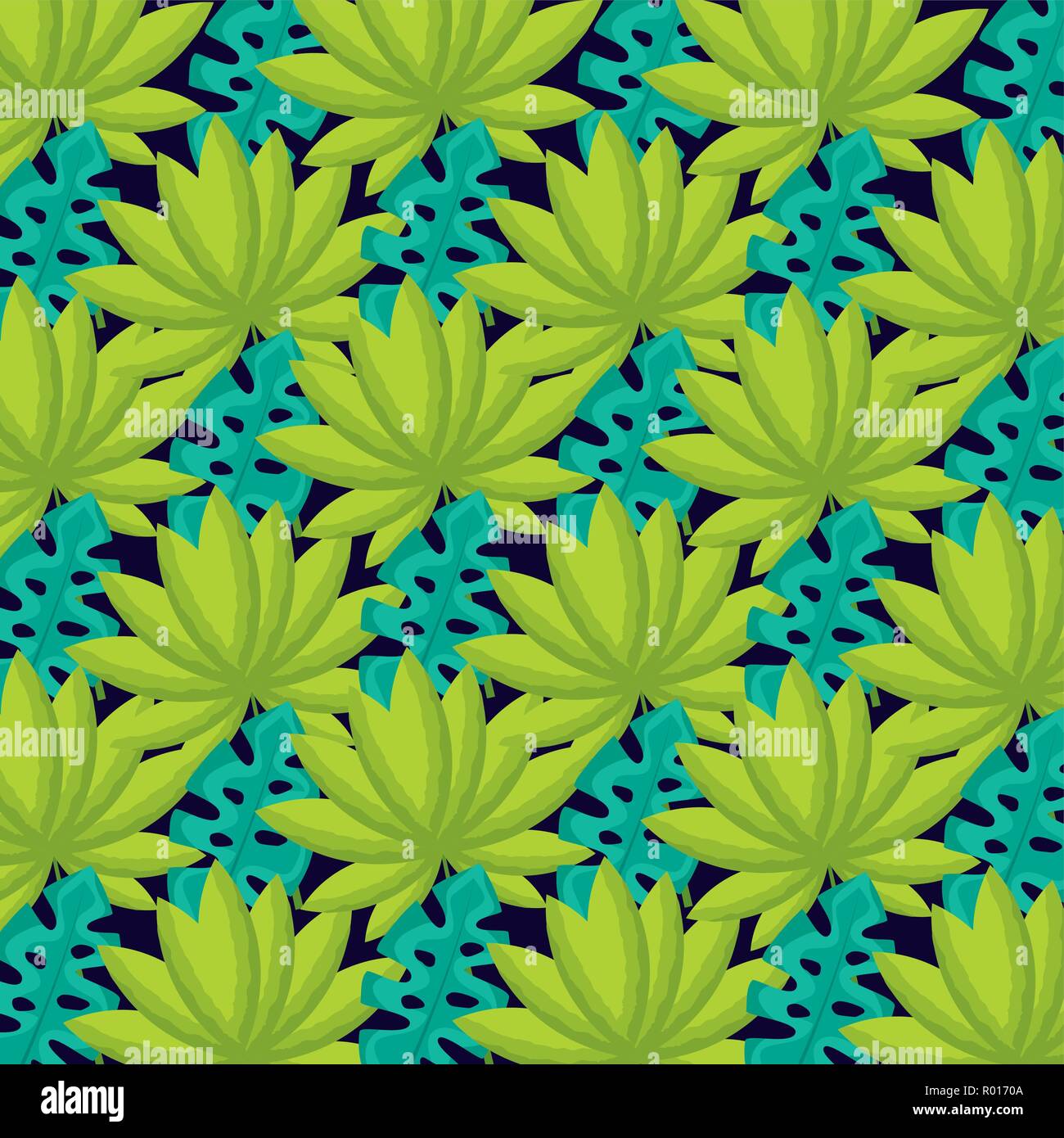 leaves green flowers background vector illustration Stock Vector Image ...
