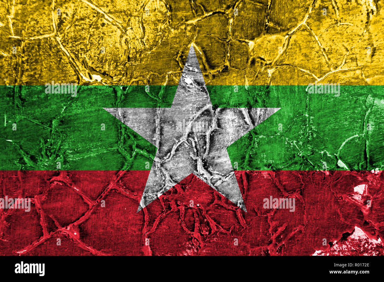 Old Myanmar grunge background flag Stock Photo - Alamy