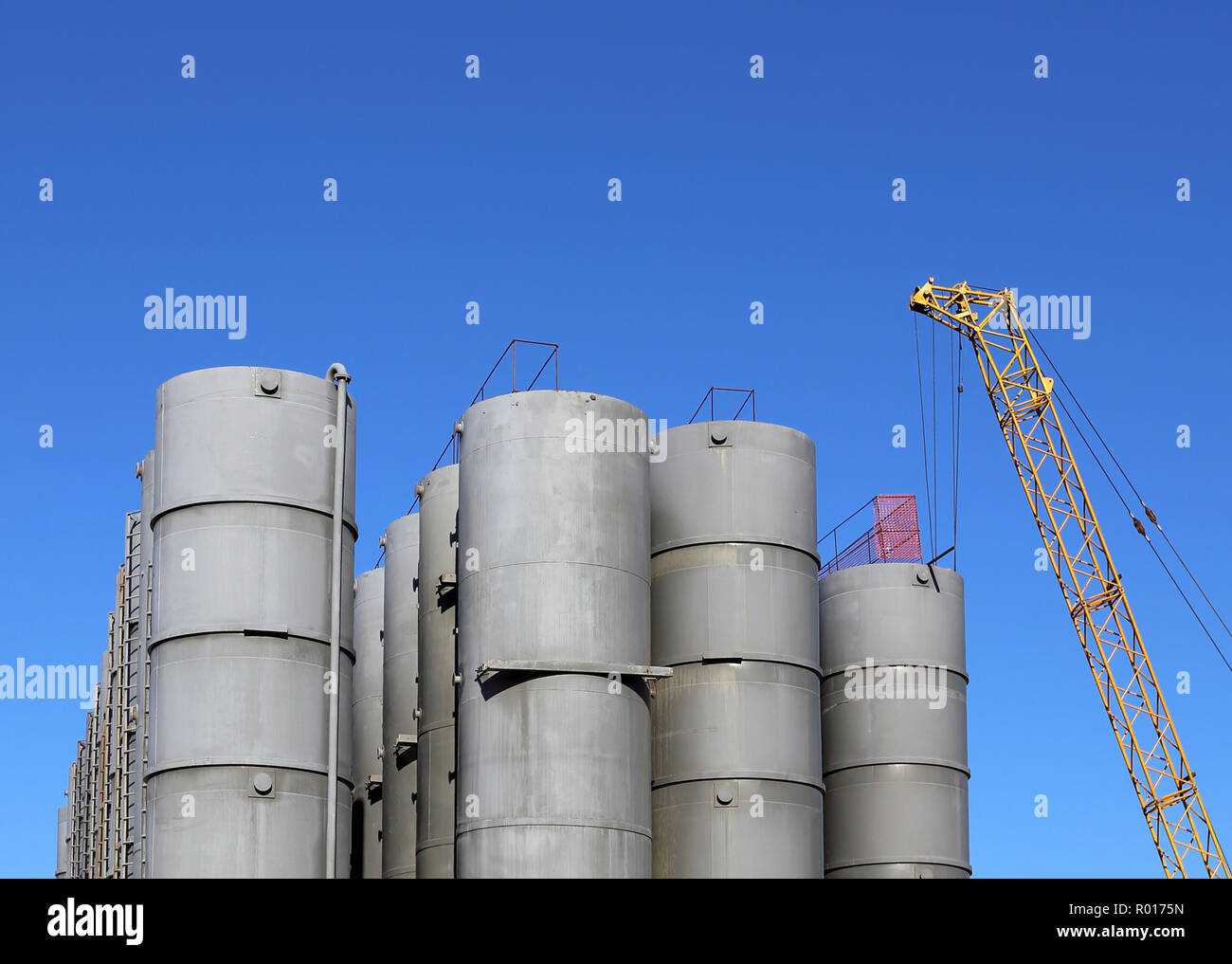Reinforced concrete rings for the construction of wells for drainage systems Stock Photo