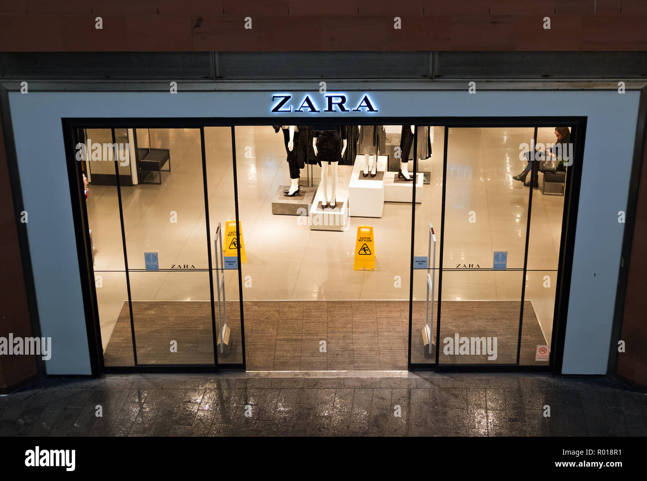 Frontage of the Zara store in the evening time at Liverpool One, Liverpool  UK Stock Photo - Alamy