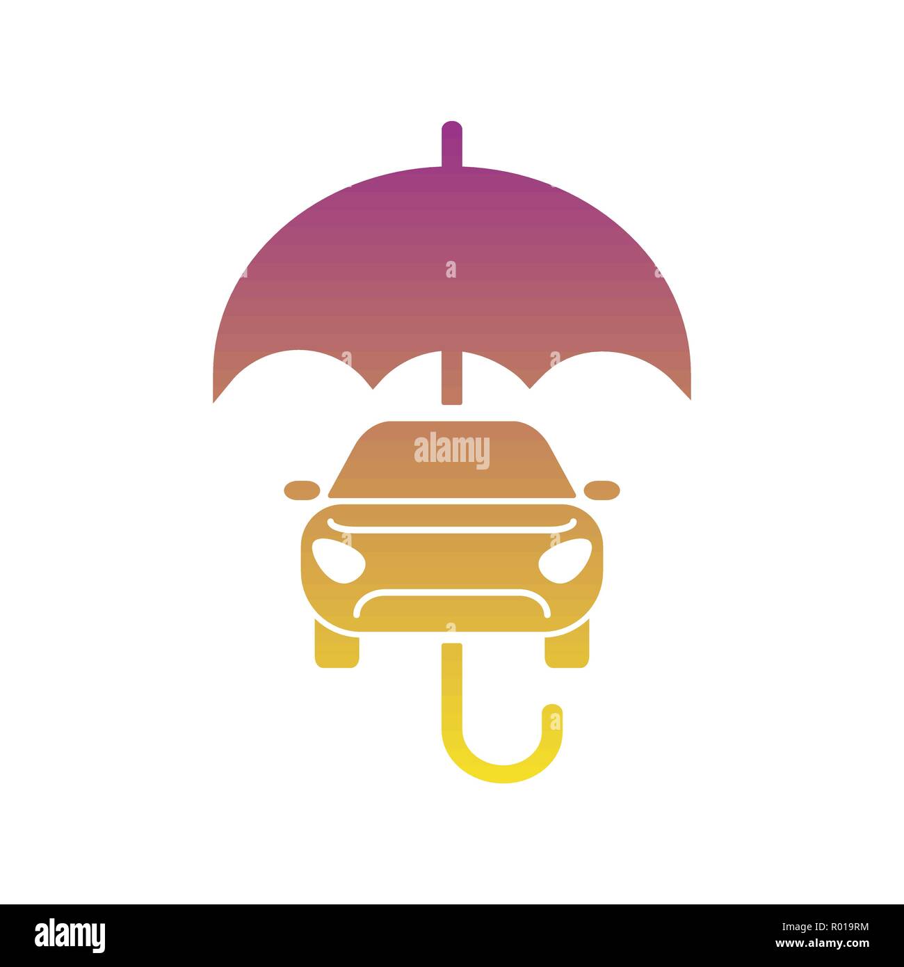 Car insurance sign icon. Protection symbol. Car and umbrella vector flat icon. EPS 10 Stock Vector