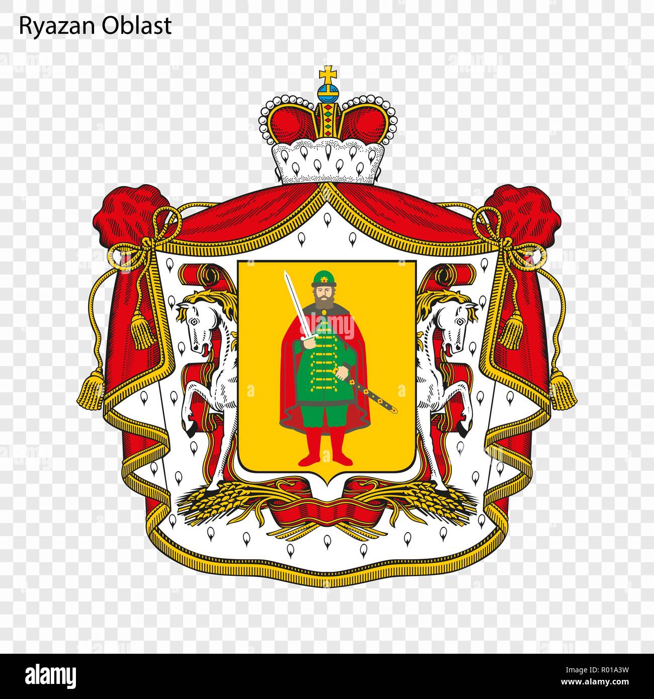 Emblem of Ryazan Oblast, province of Russia Stock Vector