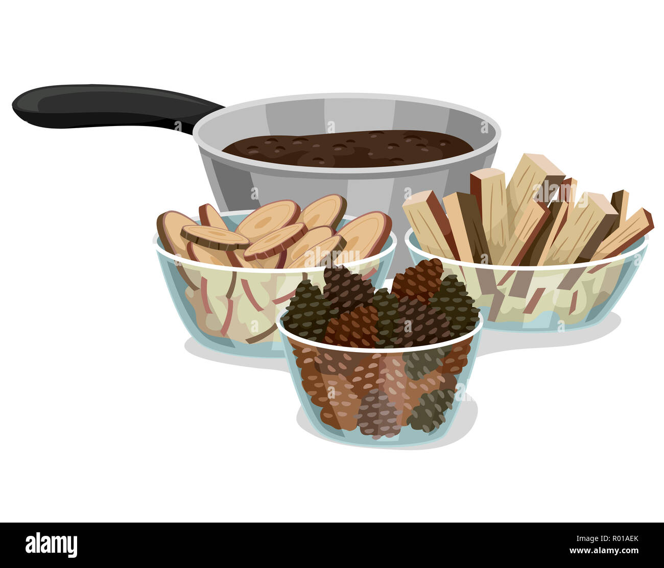 Illustration Of Different Ingredients For Making A Mud Pie In The