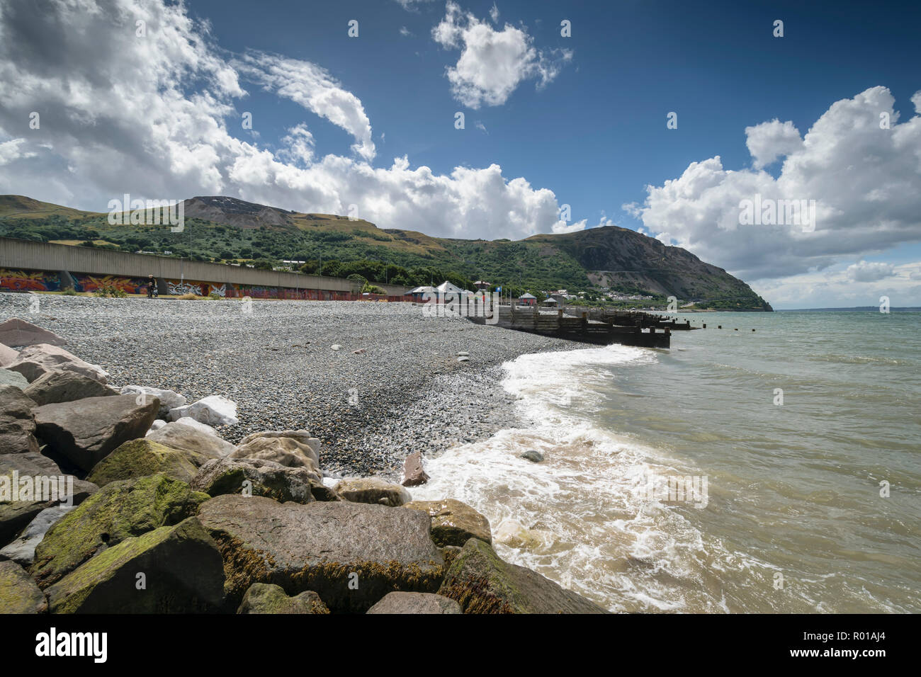 Penmaenmawr sea front promenadeon the North Wales coast UK Stock Photo