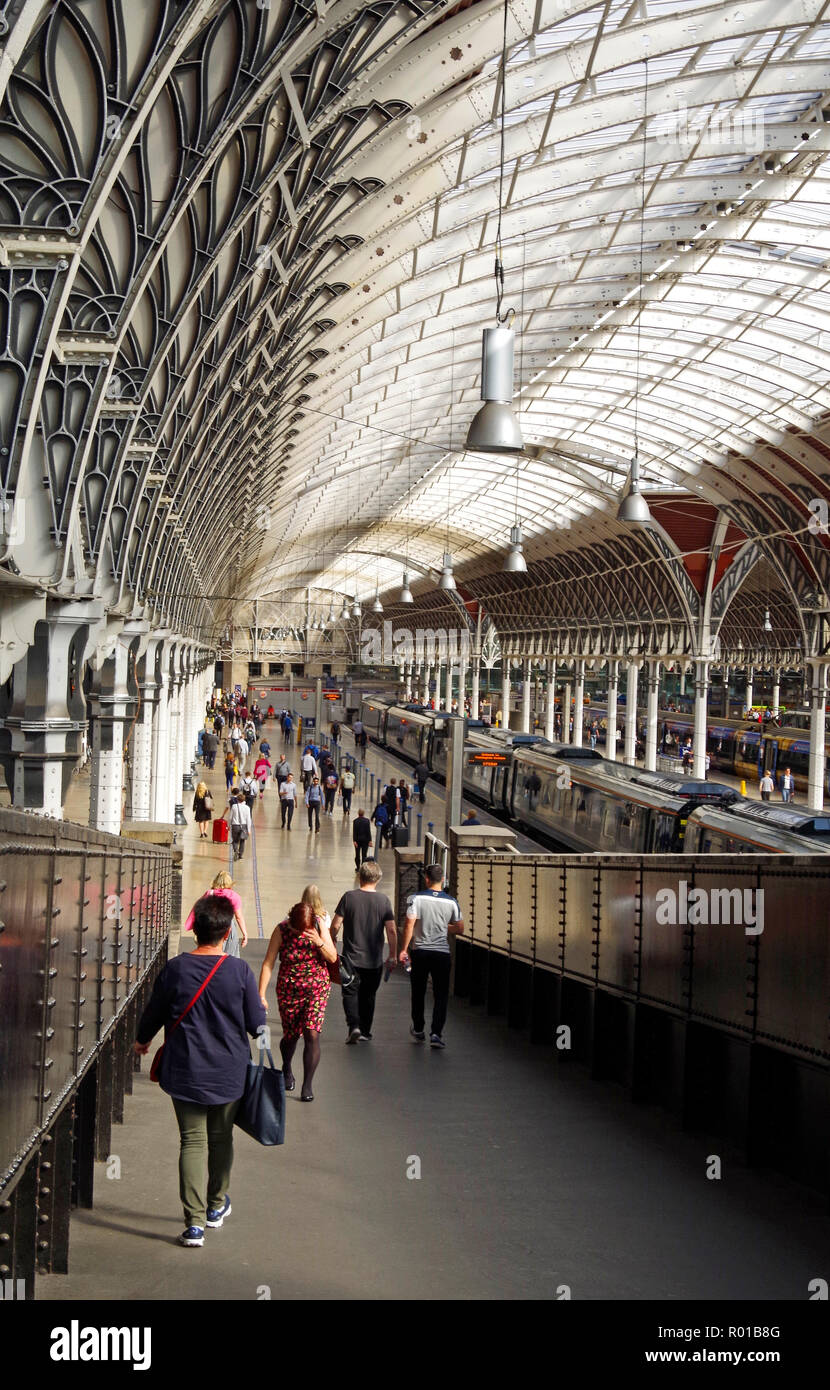 The interior of Paddington Station, the London terminus of Brunel’s Great Western railway seen