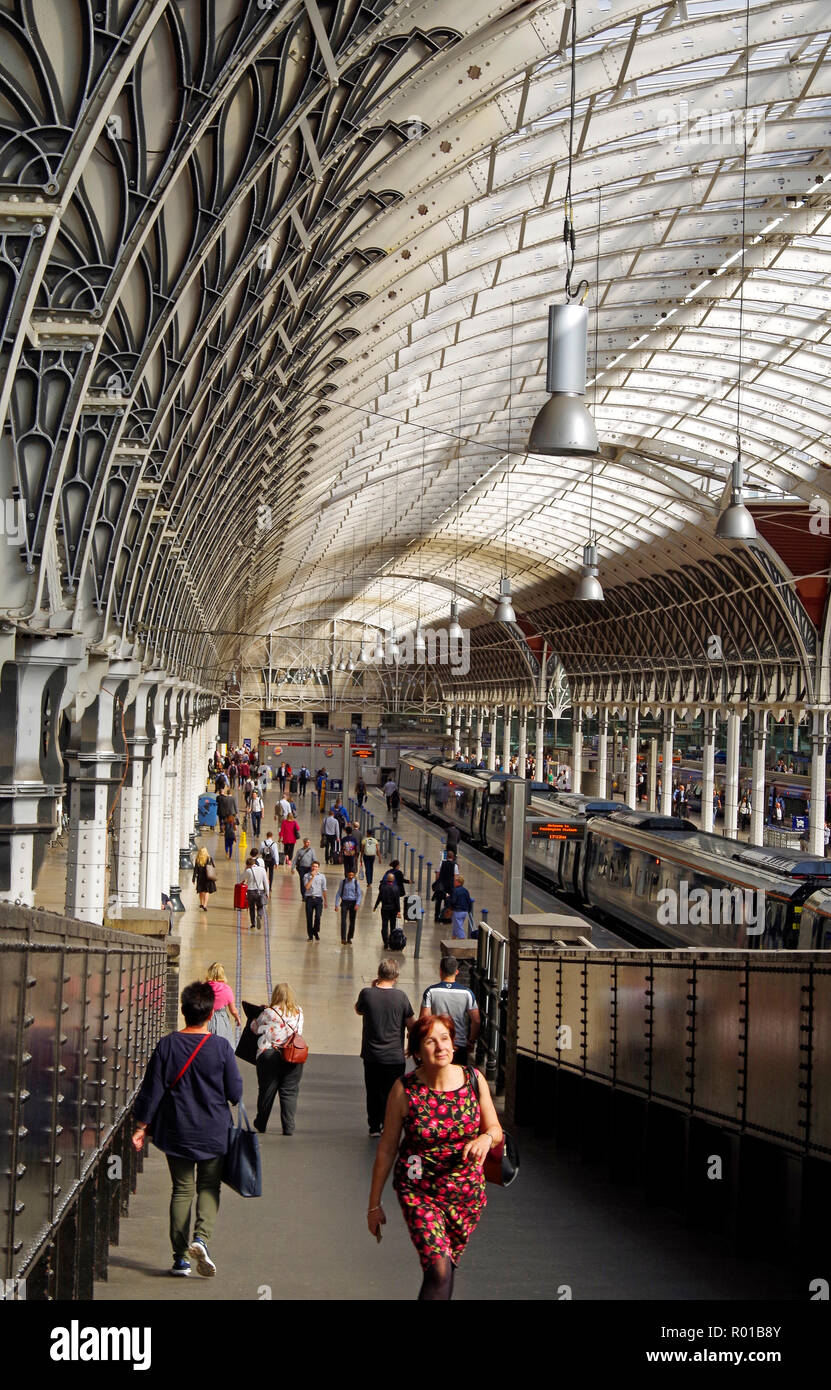 The interior of Paddington Station, the London terminus of Brunel’s Great Western railway seen