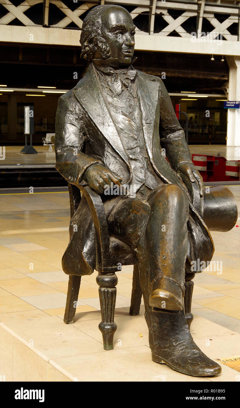 Bronze statue of the great British engineer Isambard Brunel, at