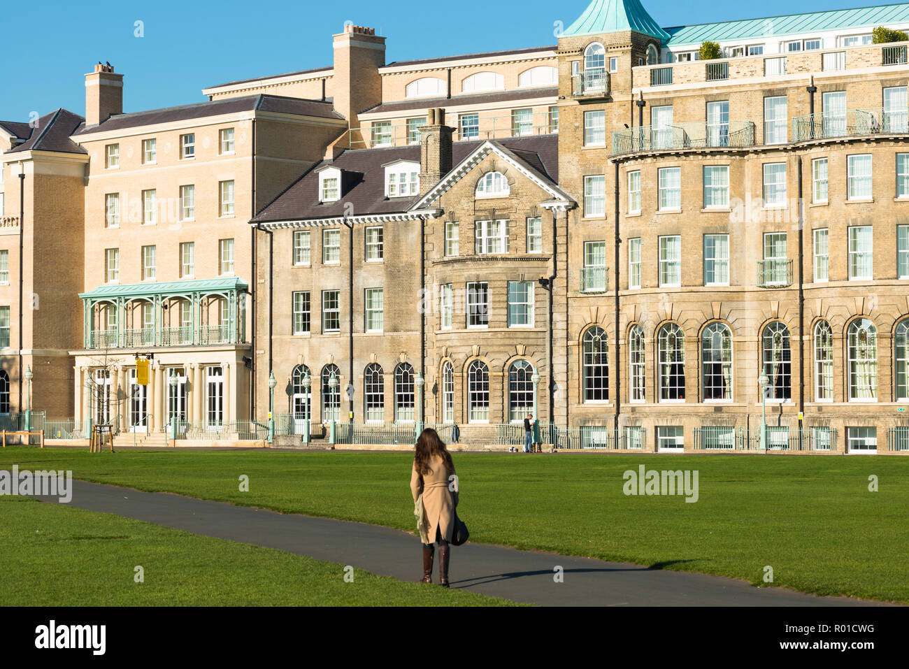 The newly restored University Arms Hotel seen from Parker's Piece, Cambridge, England, UK Stock Photo