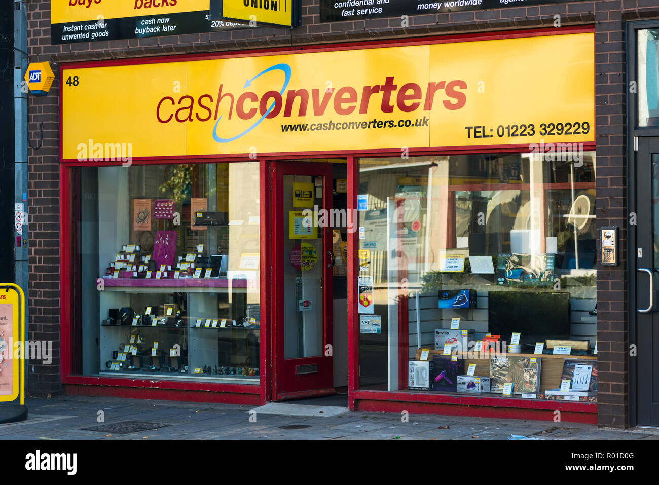 Cash Converters International Limited is a retail pawnbroking company, also provides small financial loans. Store seen on Mill Rd, Cambridge, UK. Stock Photo