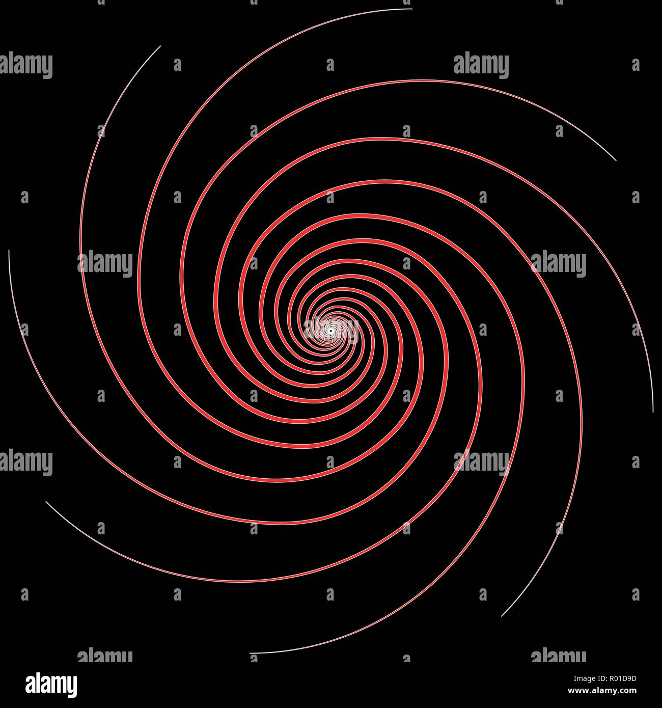 Abstract red spiral icon on black background - Vector Stock Vector