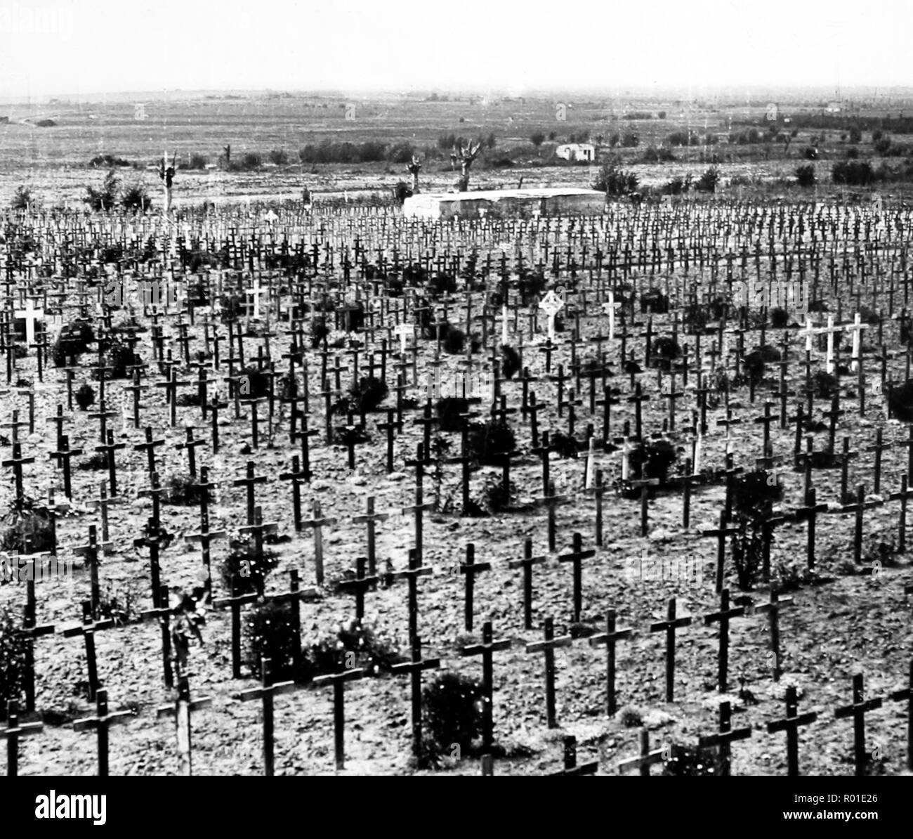Tyncot cemetery at Passchendale Ridge during the First World War Stock Photo