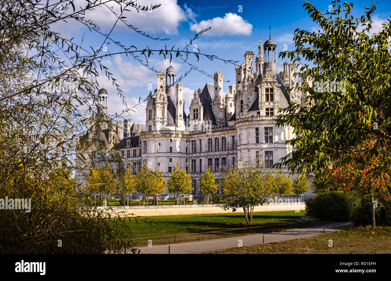 Chateau de Chambord, the largest royal Renaissance french castle in Loire Valley, France Stock Photo