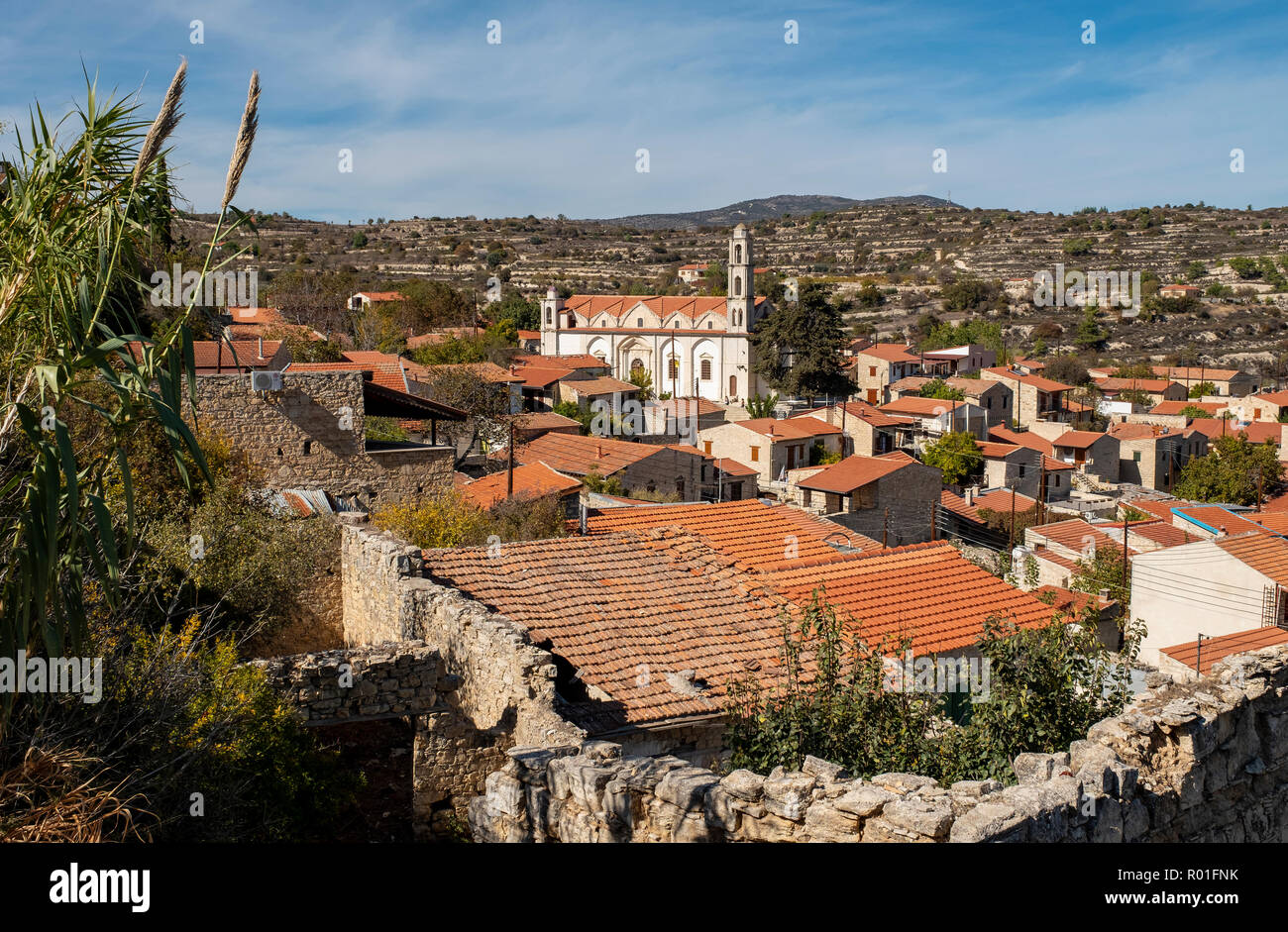 Picturesque village of Lofou situated in the Troodos mountains, Cyprus Stock Photo