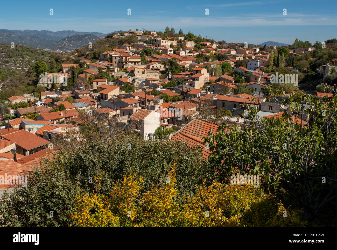 Picturesque village of Lofou situated in the Troodos mountains, Cyprus Stock Photo