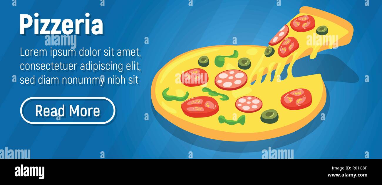 Pizzeria concept banner, isometric style Stock Vector