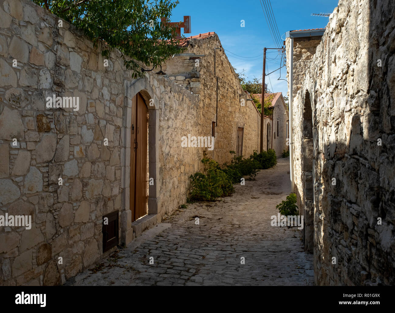 A back street in the village of Lofou, Cyprus. Stock Photo