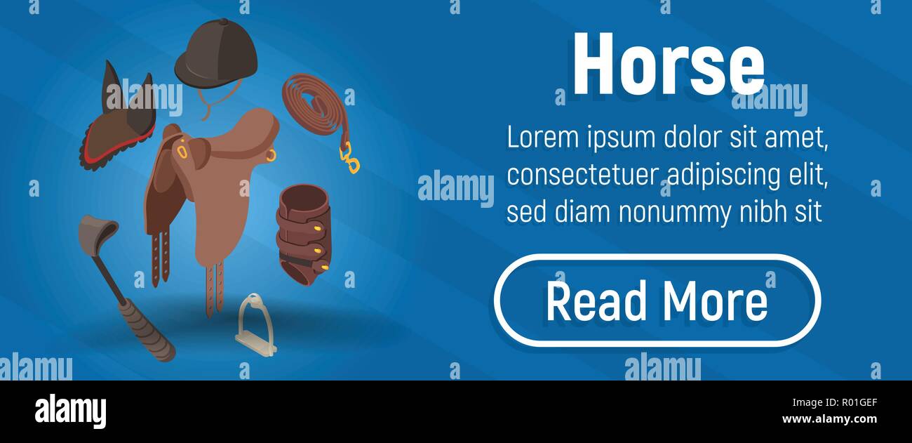 Horse concept banner, isometric style Stock Vector